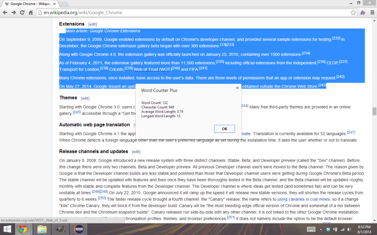 Word Counter Plus插件,网页文本单词数量统计工具
