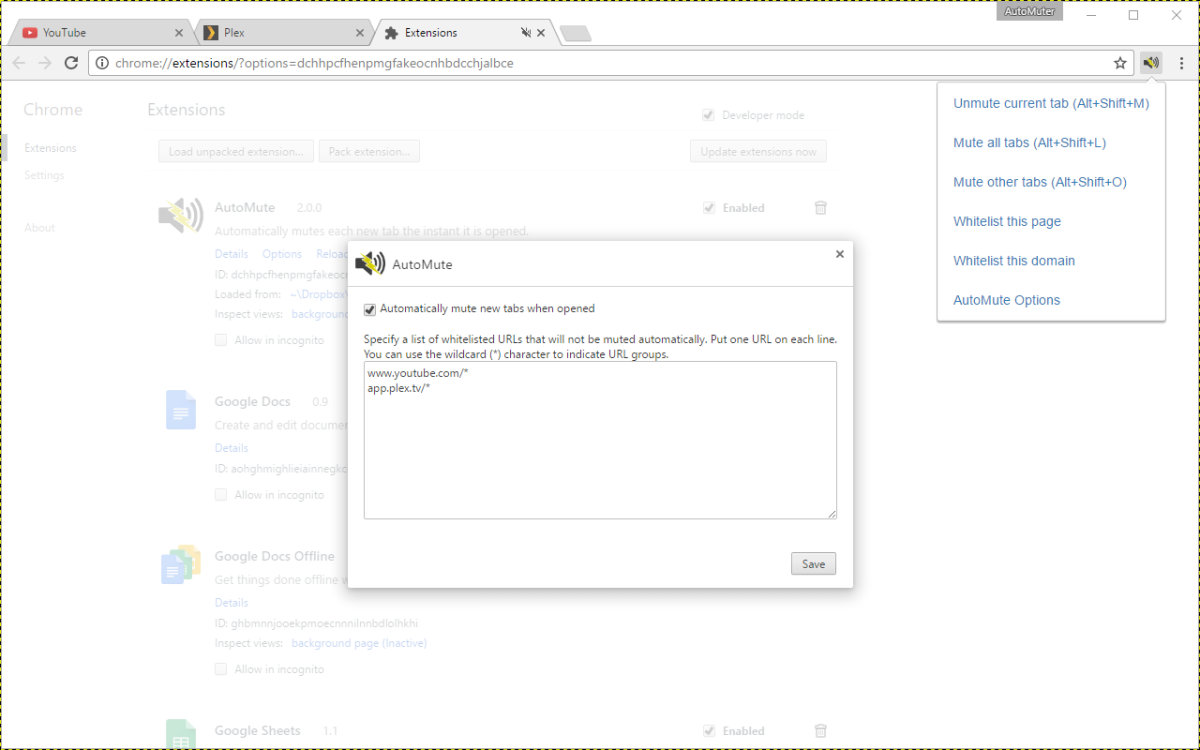 AutoMute插件,Chrome浏览器网页音量控制器