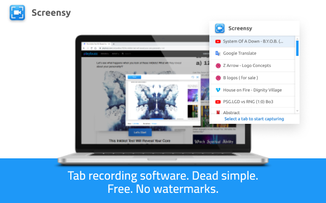 Screensy – screen recording- 免费无限制屏幕录像插件